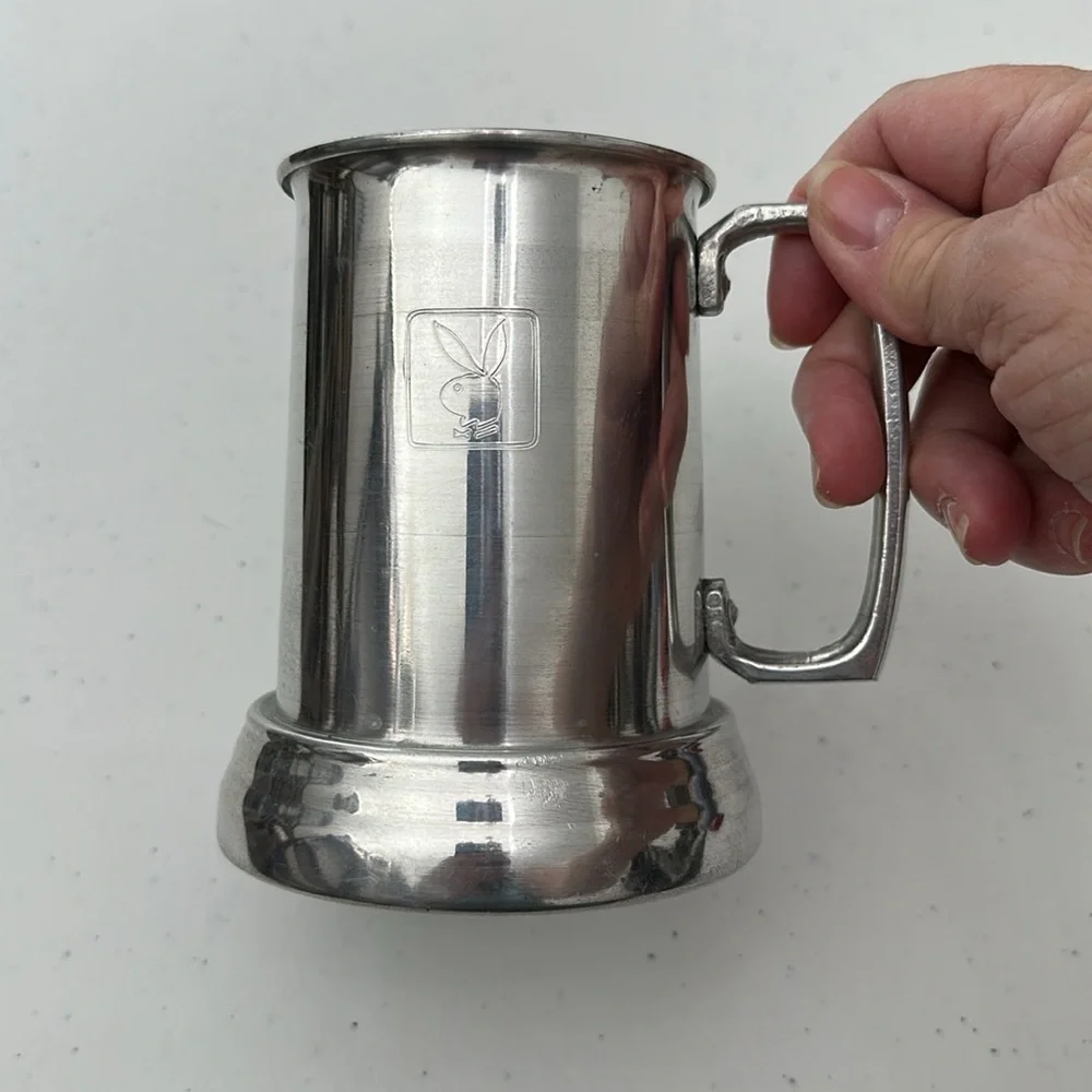 1970’s Playboy Club Vintage Aluminum Beer Mug Stein With Glass Bottom